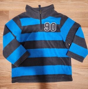 Blue and Black Striped Kids Fleece Shirt 3T